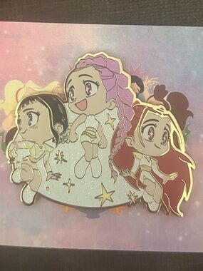 PALM pink à la mode Rumi, Mira & Zoey glitter pin - rare